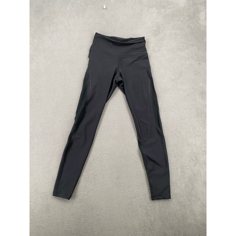 Old Navy Active Powersoft High Rise Leggings Black Mesh Reflective XS 8472